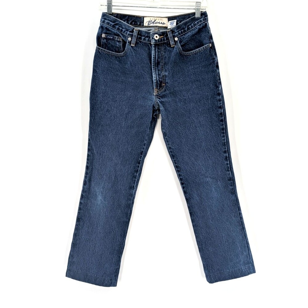 Express Bleus Vintage 90s High Rise Straight Leg Mom Dark Jeans Size 5/6 28x26